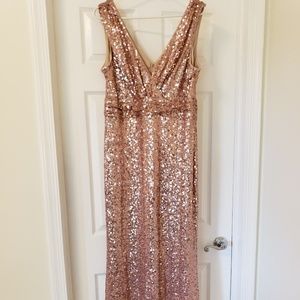 Badgley Mischka rose gold sequin dress